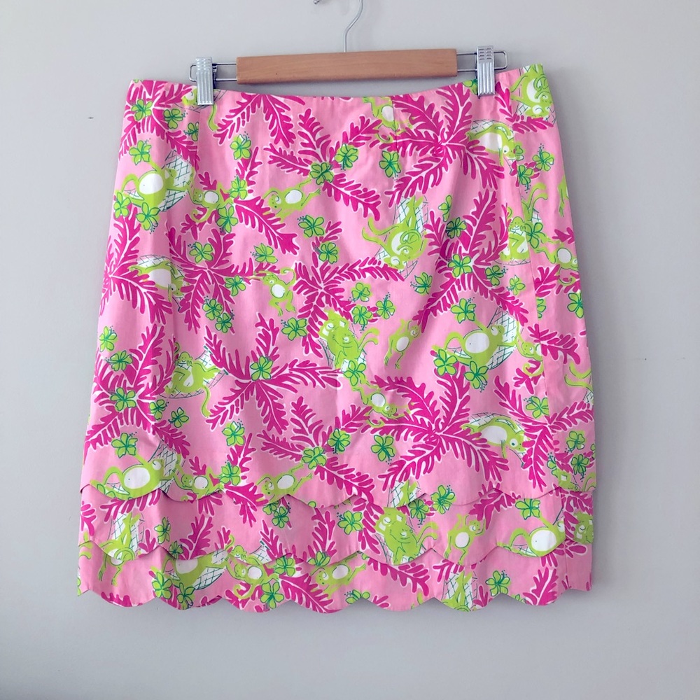 Lilly Pulitzer Green Monkey scallop skirt